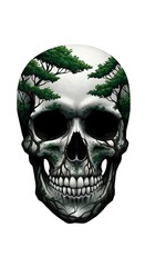 Fototapeta premium Skull & Bonsai: A Digital Fusion
