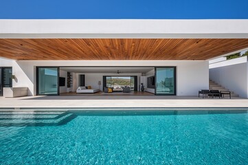 Fototapeta premium Modern Villa with a Luxurious Swimming Pool and Minimalist Design