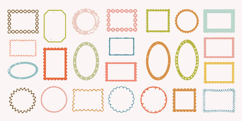 Collection of diverse decorative frames in various shapes and pastel colors