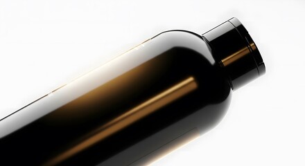 Black Bottle Mockup in Studio Setting with White Background