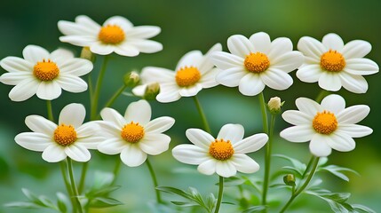 Beautiful White Daisies Blooming in Garden Close Up