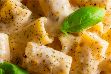 Rigatoni pasta with creamy sauce