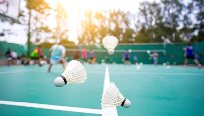 Badminton game in progress