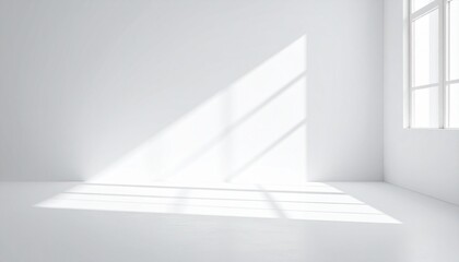 Obraz premium Minimalist White Room with Sunlight Shadows