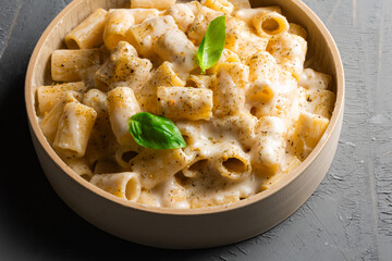 Rigatoni pasta with creamy sauce