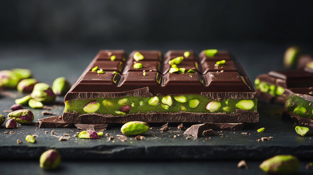 Dubai chocolate filled with pistachio and kadaif