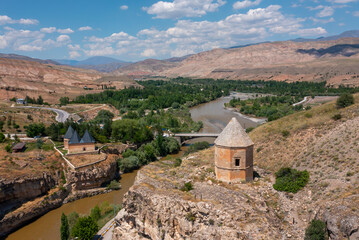 Kemah district city entrance. View of Sultan Melik Tomb, Erzincan, Turkey