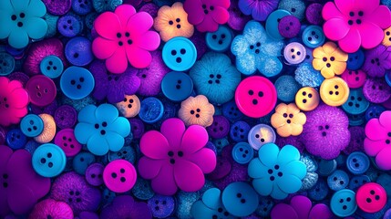 Vibrant Colorful Flower Buttons Background Texture