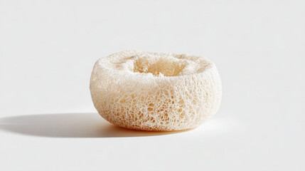An abstract, organic sponge-like form displayed against a clean white backdrop, showcasing its unique texture.