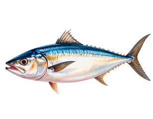 Obraz premium Carefully drawn illustration of bluefish. Charming. Delicious. Hand-drawn style. Brush. Seafood. Freshness. Fresh. Market. DHA, EPA. Health. Diet.
