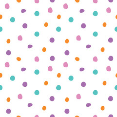 Seamless colorful dots pattern with pastel polka dot design on white background for wrapping paper, textile and decorative vector illustration
