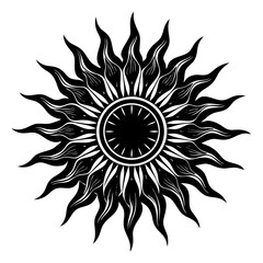 Sun illustration vector graphic of black and white sunburst for design and decoration element