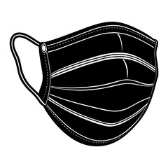 Black face mask vector illustration for protection against viruses and air pollution safety wear