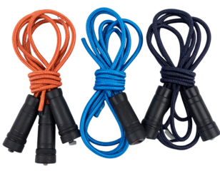 Collection of Three Jump Ropes Twisted and Overlapping, isolated on transparent background PNG
