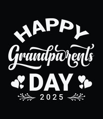 Naklejka premium Happy grandparents day typography t shirt design featuring colorful text and playful elements