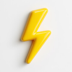 3D Yellow Lightning Bolt Icon