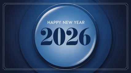 Celebrate a glamorous 2026 New Year with sparkling blue background and festive border