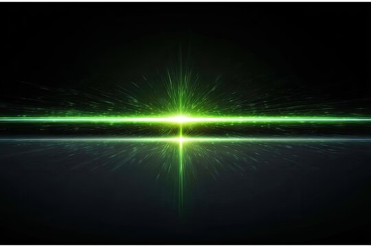 Bright green light burst across dark space