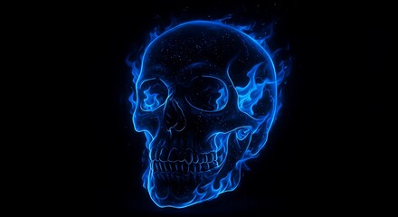 Blue Flame Skull: Digital Inferno