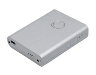  Gray Portable MP3 Music Player Front View with Earbuds, Isolated Transparent Background PNG