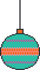 Pixel icon of a Christmas tree toy. 8-bit Christmas toy. Isolated vector illustration on a transparent background.