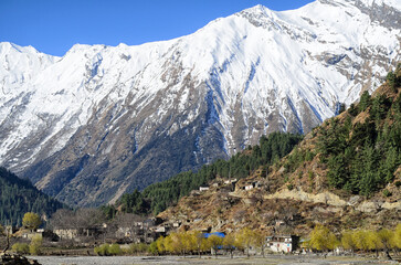 Serene view of mountain village high in Himalayas