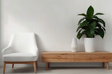 modern living room with  white chair in the interior  design 