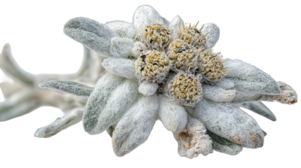Closeup of an Edelweiss Flower on a Transparent Background