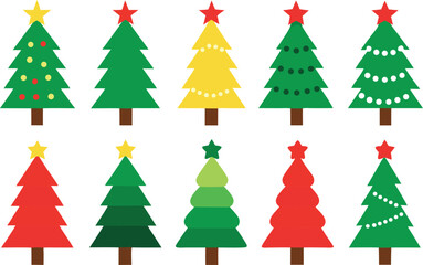 Vibrant christmas tree collection festive illustrations scalable vector graphics for holidays