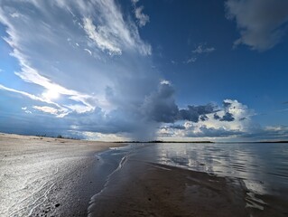 A Stunning and Dramatic Coastal Landscape Beneath a Cloudy Sky