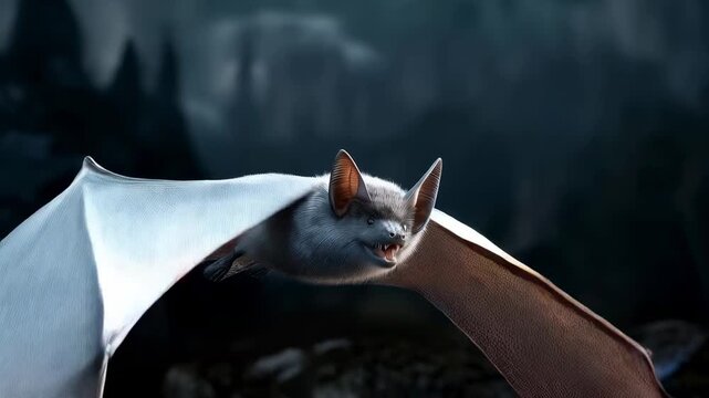 Flying Bat in Dark Night Sky