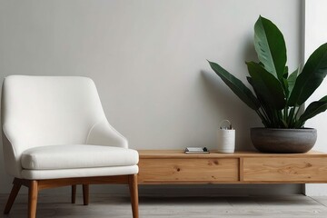 modern living room with  white chair in the interior  design 