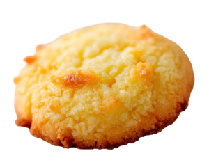 Closeup of a Single Round Golden Brown Cookie on Transparent Background