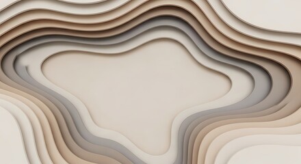 Soft wavy layers in neutral hues, with inviting central space around