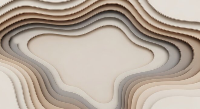 Soft wavy layers in neutral hues, with inviting central space around