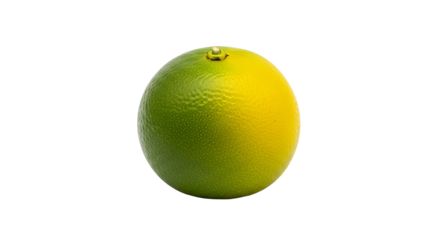 A partially green and yellow Citrus Fruit sits isolated against a plain . - high quality A partially green and yellow Citrus Fruit sits isolated again