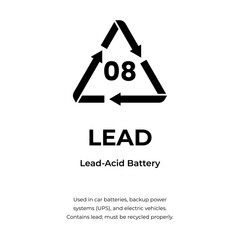 Lead battery recycling identification icon