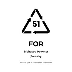 Fototapeta premium Biobased polymer 51 recycling identification icon