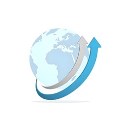 Naklejka premium Global growth and progress represented by a rising arrow around the earth