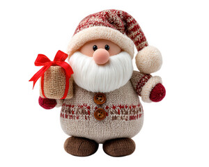 Santa doll holiday decoration knitted sweater red hat white beard plush toy gift box festive Christmas cheerful