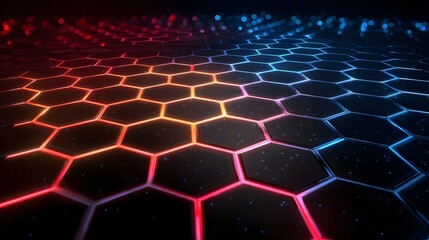 Glowing Hexagon Grid: A vibrant pattern of interconnected shapes with a gradient effect.