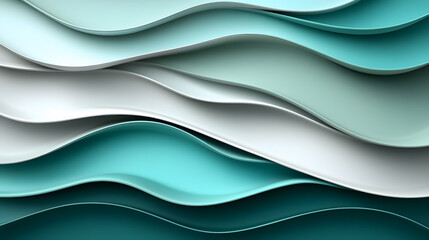 Abstract Composition of Flowing Waves in Soft Teal and Cream Tones,An abstract pattern of layered waves in calming teal hues