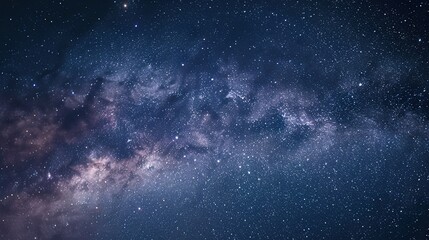Milky way panorama as background image. Night starry sky with stars, planets, constellations and galaxies