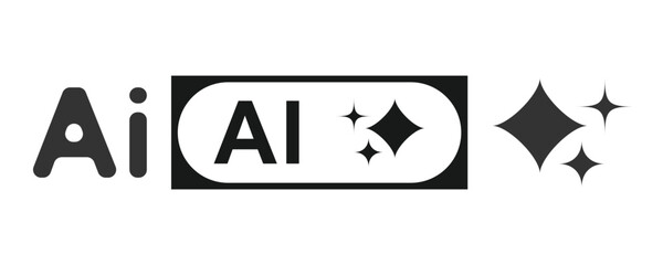 AI generate icon set ai, sparkle star with square button, artificial intelligence star logo