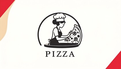 Fototapeta premium A chef in profile prepares a pizza