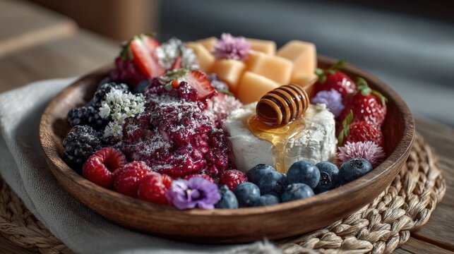 Rustic wooden charcuterie board with assorted meats and cheeses