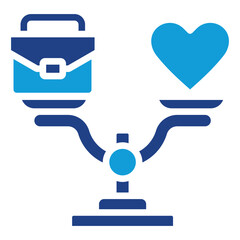 Work Balance Glyph Blue Silhouette Icon Design Vector - Highlighting the importance of maintaining a healthy work-life balance for wellbeing