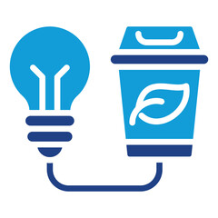 Bioenergy Glyph Blue Silhouette Icon Design Vector - Bioenergy production from agricultural and organic waste as a renewable and sustainable energy source