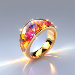 Luxury Gold Ring With Fiery Opal Gemstone Sparkle