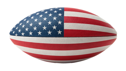American football ball with usa flag design isolated on white background
